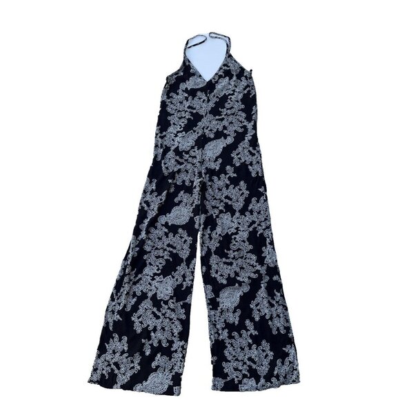 After Party By Nasty Gal Women’s Black Strappy Floral Wide Leg Jumpsuit Size XS - Picture 2 of 16